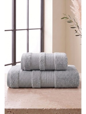 Neşe Home Collection Waffle 2'li Banyo Havlusu Seti Gri