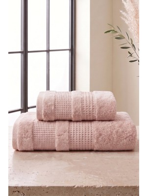 Neşe Home Collection Waffle 2'li Banyo Havlusu Seti Pudra