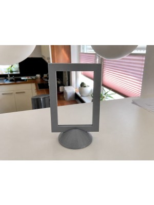 Bezos 3D Baskı Modern Fotoğraf Çerçevesi - Masaüstü ve Raf Üstü Dekoratif Resimlik-Gri