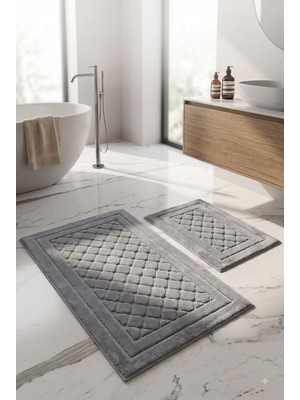 Neşe Home Collection Clark Banyo Paspas Seti Açık Gri