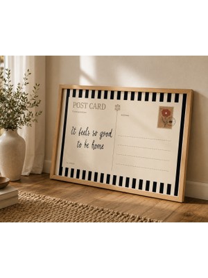 Pegziz Vintage Postcard Home Dekoratif Tablo – It Feels So Good To Be Home Yazılı Retro Çerçeveli Duvar Dekoru