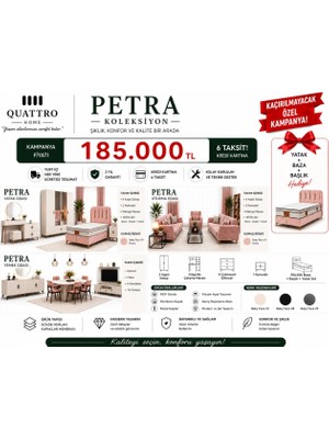 Quattro Home Petra Evlilik Paketi – Yatak Odası, Oturma Odası ve Yemek Odası Seti