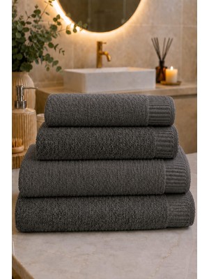 Mela Home Mirela 4'lü Banyo Havlu Seti Hamam Takımı- El ve Yüz Havlusu- Çeyiz - Hediyelik 100% Pamuk