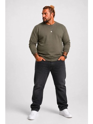 Moc Grande Mocgrande Büyük Beden Sıfır Yaka Classic Sweat 23216 Hakı