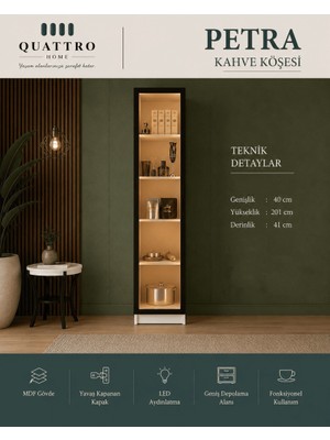 Quattro Home Petra Tekli Kahve Rafı