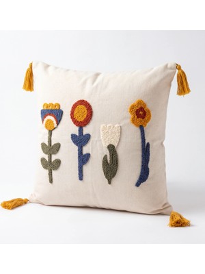 Cicim Home Bohem Dekoratif Punch Kırlent Kılıfı 43×43 cm Püsküllü