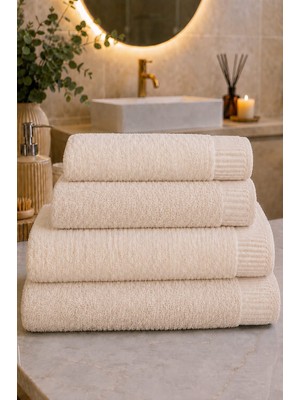 Mela Home Viona 4'lü Banyo Havlu Seti Hamam Takımı- El ve Yüz Havlusu- Çeyiz - Hediyelik 100% Pamuk