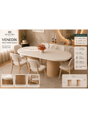 Quattro Home Venedik Yemek Masa Takımı 6 Sandalyeli