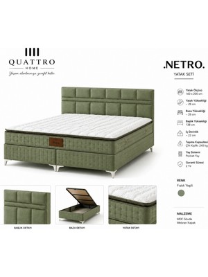 Quattro Home Netro Çift Kişilik Baza Başlık Yatak Seti