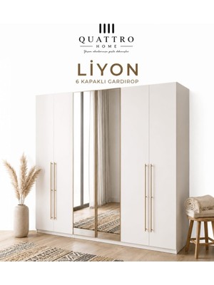 Quattro Home Liyon 6 Kapılı Gardırop