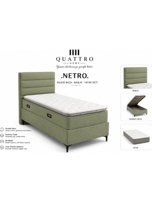Quattro Home Netro Tek Kişilik Baza Başlık Yatak Seti