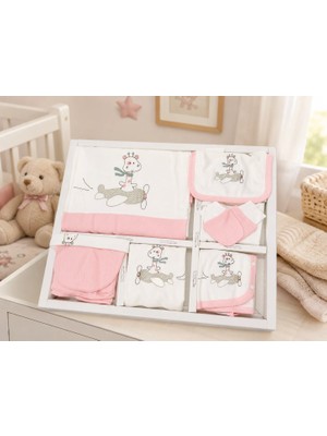 Bebek Star Kız Bebek Zürafa Desenli Pembe 10'lu Hastane Çıkışı Seti