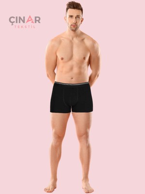 Berrak Pamuklu Rahatlığı ve Şıklığı Bir Arada Sunan 6'lı Erkek Boxer-Siyah-2xl