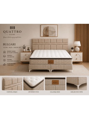 Quattro Home Bulgari Çift Kişilik Yatak Baza Başlık Seti