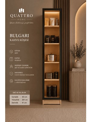 Quattro Home Bulgari Kahve Köşesi Yan Raf Modülü