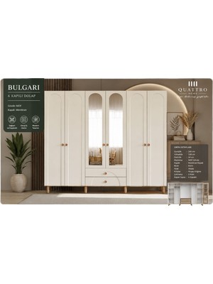 Quattro Home Bulgari 6 Kapılı Aynalı Dolap