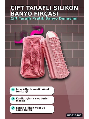 tp Buğz Çift Taraflı Silikon Banyo Masaj Fırçası - Saç Derisi Yatıştırıcı Taraklı 1 Adet BX-313488