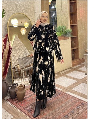 Riella Butik Soyut Desenli Süet Takım