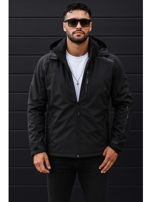 Delpino Termal Softshell Erkek Mont Su ve Rüzgar Geçirmez Özellikte Siyah Renk M Beden