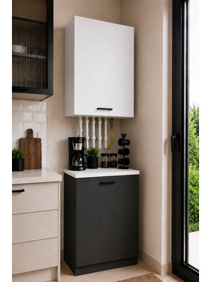 T Designo Bien Kombi Dolabı – Kahve Köşesi-Çok Amaçlı Dolap -Erzak-Mutfak-Kiler Dolabı - 50 cm