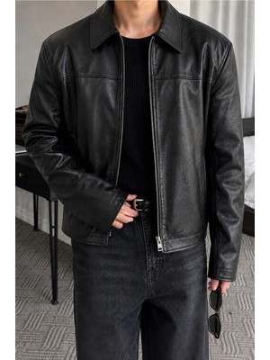 Delpino Erkek Regular Kalıp Deri Ceket