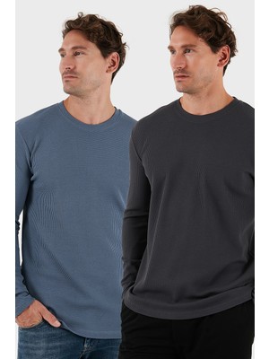 Buratti Pamuklu Bisiklet Yaka Normal Kalıp Basic 2'li Paket Sweat Erkek SWEAT 5905073S2