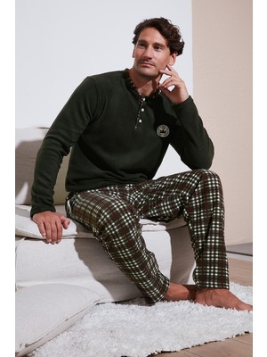 Buratti Regular Fit Bisiklet Yaka Kışlık Yumuşak Dokulu Polar Pijama Takımı Erkek Pijama Takımı 6096100