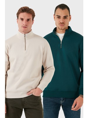 Buratti Pamuklu Regular Fit Dik Yaka 2'li Paket Sweat Erkek Sweat 59052592S2