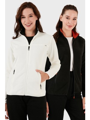 Lela Slim Fit Anti-Pilling Tüylenme Yapmayan Fermuarlı Cepli Hırka 2' Li Paket Polar Bayan Polar 5907002S2