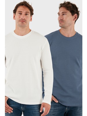 Buratti Pamuklu Bisiklet Yaka Normal Kalıp Basic 2'li Paket Sweat Erkek SWEAT 5905073S2