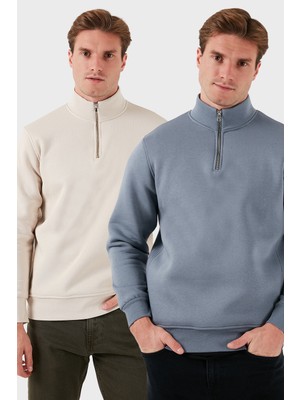 Buratti Pamuklu Regular Fit Dik Yaka 2'li Paket Sweat Erkek Sweat 59052592S2