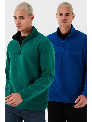 Buratti Regular Fit Anti-Pilling Tüylenme Yapmayan Dik Yaka Şardonlu 2'li Paket Polar Erkek POLAR 5896700S2