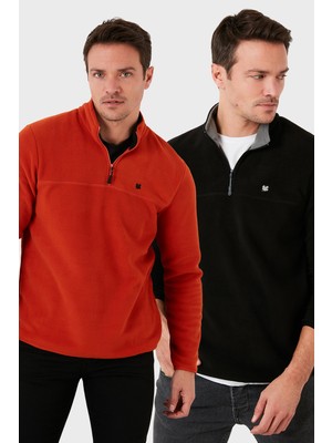 Buratti Slim Fit Anti-Pilling Tüylenme Yapmayan Bato Yaka Şardonlu 2'li Paket Polar Erkek POLAR 5906001S2