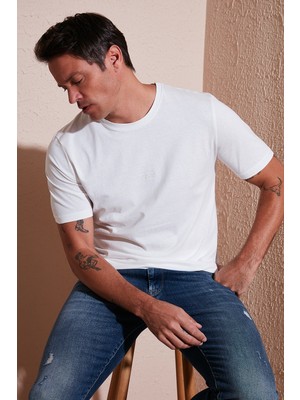 Buratti Yazı Detaylı Pamuklu Regular Fit Bisiklet Yaka T Shirt Erkek T Shirt 59020203