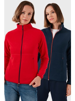 Lela Slim Fit Anti-Pilling Tüylenme Yapmayan Fermuarlı 2'li Paket Polar Hırka Bayan Hırka 5907012S2