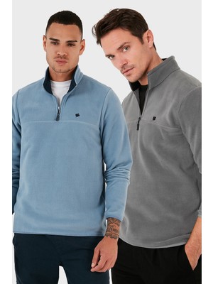 Buratti Slim Fit Anti-Pilling Tüylenme Yapmayan Bato Yaka Şardonlu 2'li Paket Polar Erkek POLAR 5906001S2