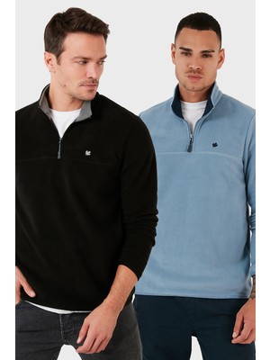 Buratti Slim Fit Anti-Pilling Tüylenme Yapmayan Bato Yaka Şardonlu 2'li Paket Polar Erkek POLAR 5906001S2