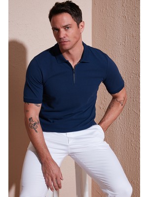Buratti  Pamuklu Regular Fit Yarım Fermuarlı Polo Yaka T Shirt Erkek Polo Yaka T Shirt 5903008
