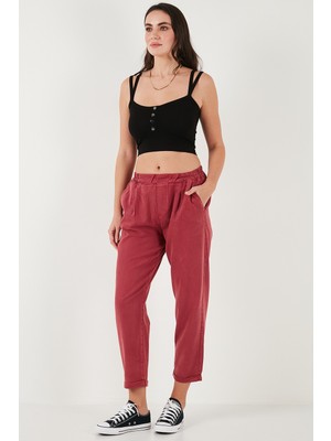 Lela Slim Fit Normal Bel Boru Paça Pantolon Bayan Pantolon 668YP5372