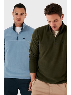 Buratti Slim Fit Anti-Pilling Tüylenme Yapmayan Bato Yaka Şardonlu 2'li Paket Polar Erkek POLAR 5906001S2