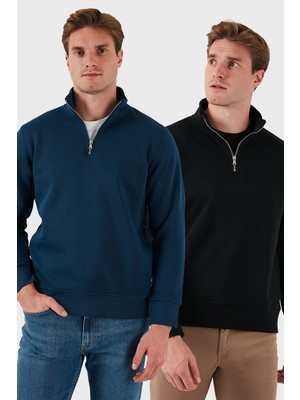 Buratti Pamuklu Regular Fit Dik Yaka 2'li Paket Sweat Erkek Sweat 59052592S2