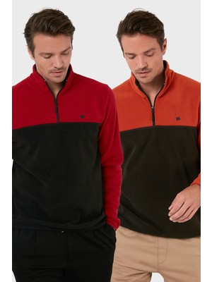 Buratti Regular Fit Anti-Pilling Tüylenme Yapmayan Dik Yaka Şardonlu 2'li Paket Polar Erkek Polar 5906016S2