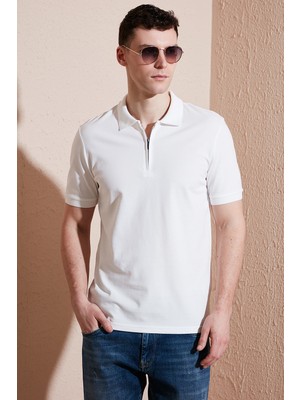 Buratti Pamuklu Regular Fit Yarım Fermuarlı Polo Yaka T Shirt Erkek Polo Yak T Shirt 5903008