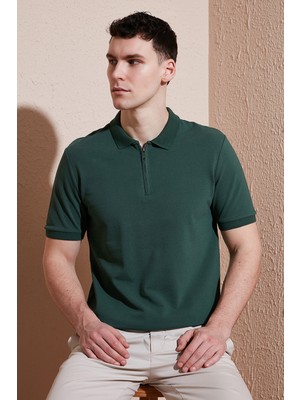 Buratti Pamuklu Regular Fit Yarım Fermuarlı Polo Yaka T Shirt Erkek Polo Yak T Shirt 5903008