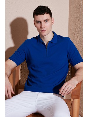 Buratti Pamuklu Regular Fit Yarım Fermuarlı Polo Yaka T Shirt Erkek Polo Yak T Shirt 5903008