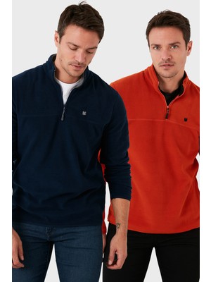 Buratti Slim Fit Anti-Pilling Tüylenme Yapmayan Bato Yaka Şardonlu 2'li Paket Polar Erkek POLAR 5906001S2