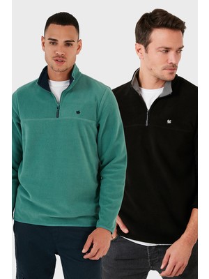 Buratti Slim Fit Anti-Pilling Tüylenme Yapmayan Bato Yaka Şardonlu 2'li Paket Polar Erkek POLAR 5906001S2