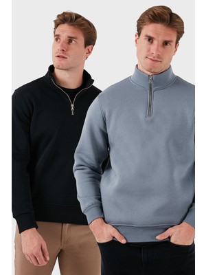 Buratti Pamuklu Regular Fit Dik Yaka 2'li Paket Sweat Erkek Sweat 59052592S2