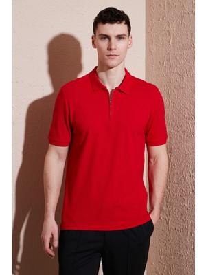 Buratti Pamuklu Regular Fit Yarım Fermuarlı Polo Yaka T Shirt Erkek Polo Yak T Shirt 5903008