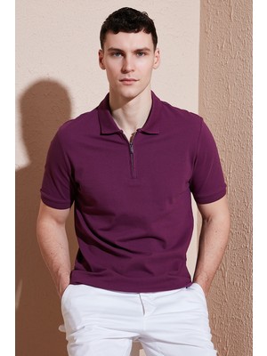 Buratti Pamuklu Regular Fit Yarım Fermuarlı Polo Yaka T Shirt Erkek Polo Yak T Shirt 5903008